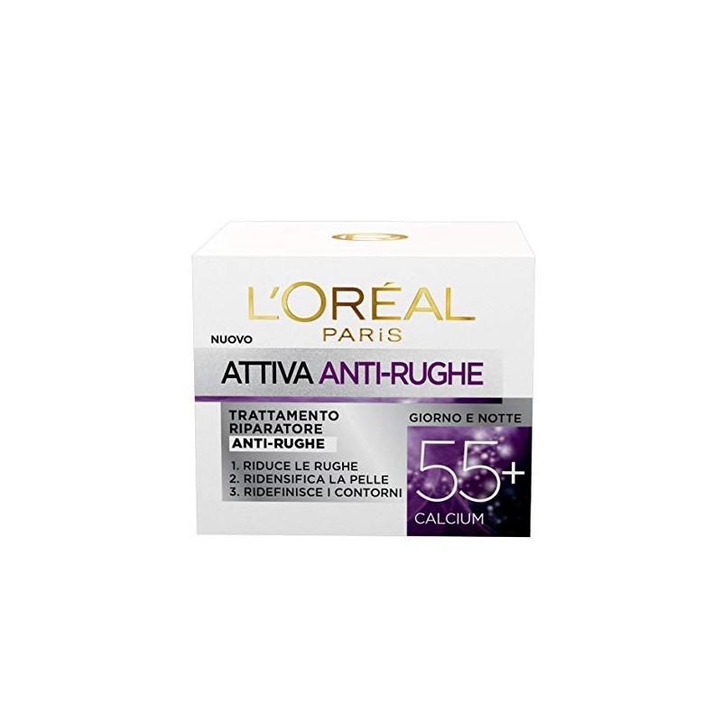 L'Oréal Paris Attiva Antirughe 55+ Crema Viso Riparatore Anti-Rughe - 50 ml